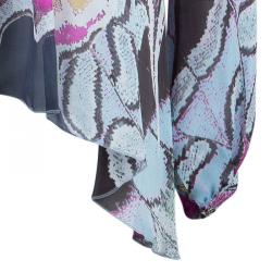 Pre Owned Roberto Cavalli Chiffon Butterfly Printed Top L