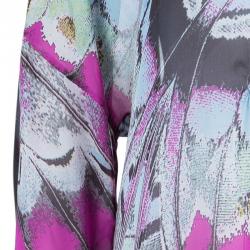 Pre Owned Roberto Cavalli Chiffon Butterfly Printed Top L