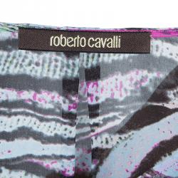 Pre Owned Roberto Cavalli Chiffon Butterfly Printed Top L
