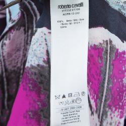 Pre Owned Roberto Cavalli Chiffon Butterfly Printed Top L