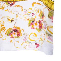 مملوكة مسبقًا فستان روبرتو كافالي مطبوع بأكمام قصيرة حرير واسع S