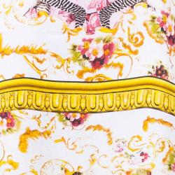 مملوكة مسبقًا فستان روبرتو كافالي مطبوع بأكمام قصيرة حرير واسع S