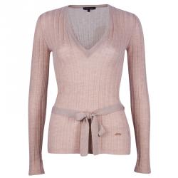 Pre Owned Roberto Cavalli Beige Belted Cashmere Sweater M