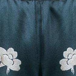 مملوكة مسبقًا بنطلون روبرتو كافالي طبع مورد فضفاض حرير S