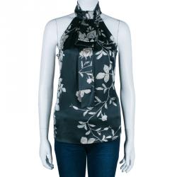 Pre Owned توب روبرتو كافالي نقوش أزهار بلا أكمام S