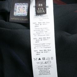 Pre Owned فستان روبرتو كافالي أسود مطبوع بكتف واحد ماكسي L