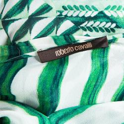 Pre Owned Roberto Cavalli Green Print Chiffon Top M