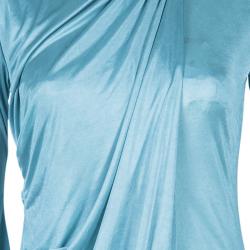 Pre Owned فستان روبرتو كافالي جيرسيه أزرق بدرابيه