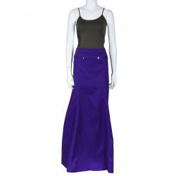 Pre Owned Roberto Cavalli Purple A-Line Maxi Skirt M