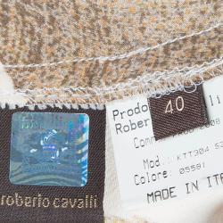 Pre Owned Roberto Cavalli Animal Print Silk Maxi Skirt S