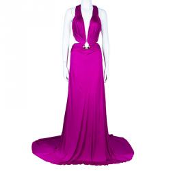 Pre Owned Roberto Cavalli Purple Maxi Dress L