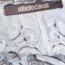 Pre Owned قفطان روبرتو كافالي طباعة موردة برباط S