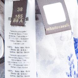 Pre Owned قفطان روبرتو كافالي طباعة موردة برباط S