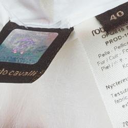 Pre Owned Roberto Cavalli White Fur Trim Quilted Parka Jacket S