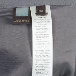 Pre Owned Roberto Cavalli Grey Criss Cross Tie-Up Eyelet Lace Detail Trousers S