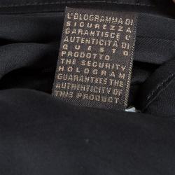 Pre Owned Roberto Cavalli Black Floral Applique Detail Silk Blouse M