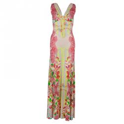 Pre Owned Class By Roberto Cavalli Multicolor Floral Print Sleeveless Maxi Dress S