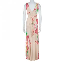 Pre Owned Class By Roberto Cavalli Multicolor Floral Print Sleeveless Maxi Dress S