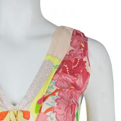 Pre Owned Class By Roberto Cavalli Multicolor Floral Print Sleeveless Maxi Dress S