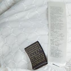 Pre Owned Roberto Cavalli Cream Printed Silk Lace Insert Tiered Maxi Dress S