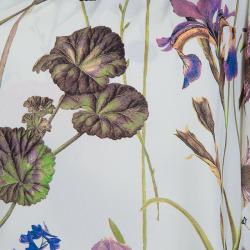 Pre Owned فستان روبرتو كافالي تريكو أبيض طباعة موردة بكتف واحد S