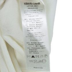 Pre Owned فستان روبرتو كافالي تريكو أبيض طباعة موردة بكتف واحد S