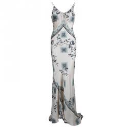 Pre Owned Roberto Cavalli Pale Pink Silk Floral Print Sleeveless Maxi Dress S