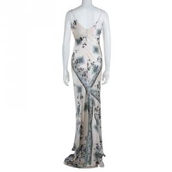 Pre Owned Roberto Cavalli Pale Pink Silk Floral Print Sleeveless Maxi Dress S