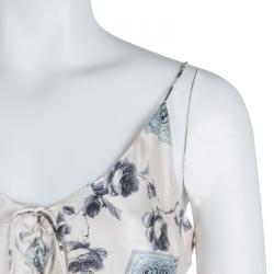 Pre Owned Roberto Cavalli Pale Pink Silk Floral Print Sleeveless Maxi Dress S