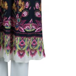 Pre Owned Roberto Cavalli Black Knit Floral Print Halter Dress S