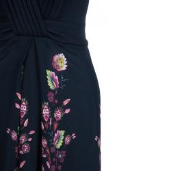 Pre Owned Roberto Cavalli Black Knit Floral Print Halter Dress S