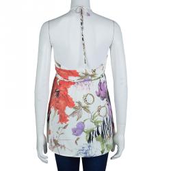Pre Owned Class by Roberto Cavalli Multicolor Floral Print Knit Halter Top L