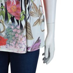 Pre Owned Class by Roberto Cavalli Multicolor Floral Print Knit Halter Top L