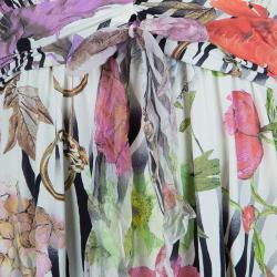 Pre Owned Class by Roberto Cavalli Multicolor Floral Print Knit Halter Top L