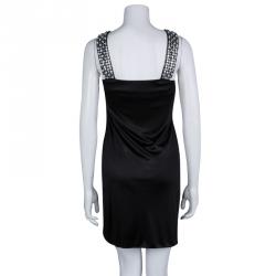 Pre Owned Roberto Cavalli Black Knit Embellished Sleeveless Dress S
