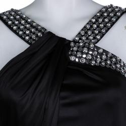 Pre Owned Roberto Cavalli Black Knit Embellished Sleeveless Dress S