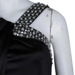Pre Owned Roberto Cavalli Black Knit Embellished Sleeveless Dress S