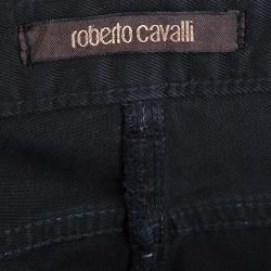 Pre Owned Roberto Cavalli Silver Metallic Finish Skinny Jeans M