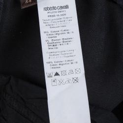 Pre Owned Roberto Cavalli Silver Metallic Finish Skinny Jeans M