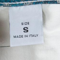 Pre Owned بنطلون جينز روبرتو كافالي أزرق إليكتريك طباعة نقشة الثعبان غليتر براق قصة بوت S