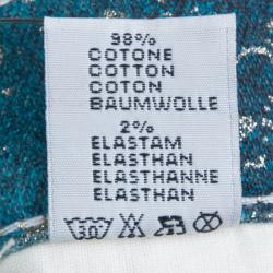 Pre Owned بنطلون جينز روبرتو كافالي أزرق إليكتريك طباعة نقشة الثعبان غليتر براق قصة بوت S