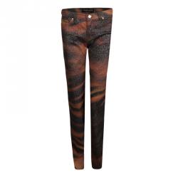 Pre Owned Roberto Cavalli Multicolor Glitter Animal Print Boot Cut Jeans S