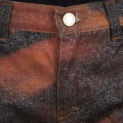 Pre Owned Roberto Cavalli Multicolor Glitter Animal Print Boot Cut Jeans S