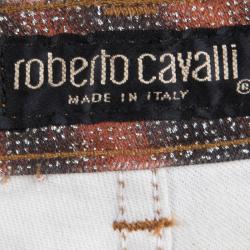 Pre Owned Roberto Cavalli Multicolor Glitter Animal Print Boot Cut Jeans S