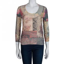 Pre Owned توب تريكو روبرتو كافالي باتشوورك طباعة متعددة الألوان XS