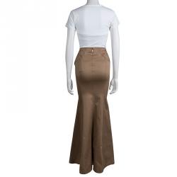 Pre Owned تنورة روبرتو كافالي بني فاتح بحزام واسعة 