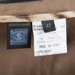 Pre Owned تنورة روبرتو كافالي بني فاتح بحزام واسعة 