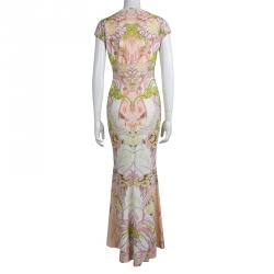 Pre Owned Roberto Cavalli Multicolor Floral Printed Knit Maxi Dress M