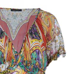 مملوكة مسبقًا Roberto Cavalli Abstract Print Silk Blend Dress M