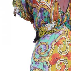 مملوكة مسبقًا Roberto Cavalli Abstract Print Silk Blend Dress M